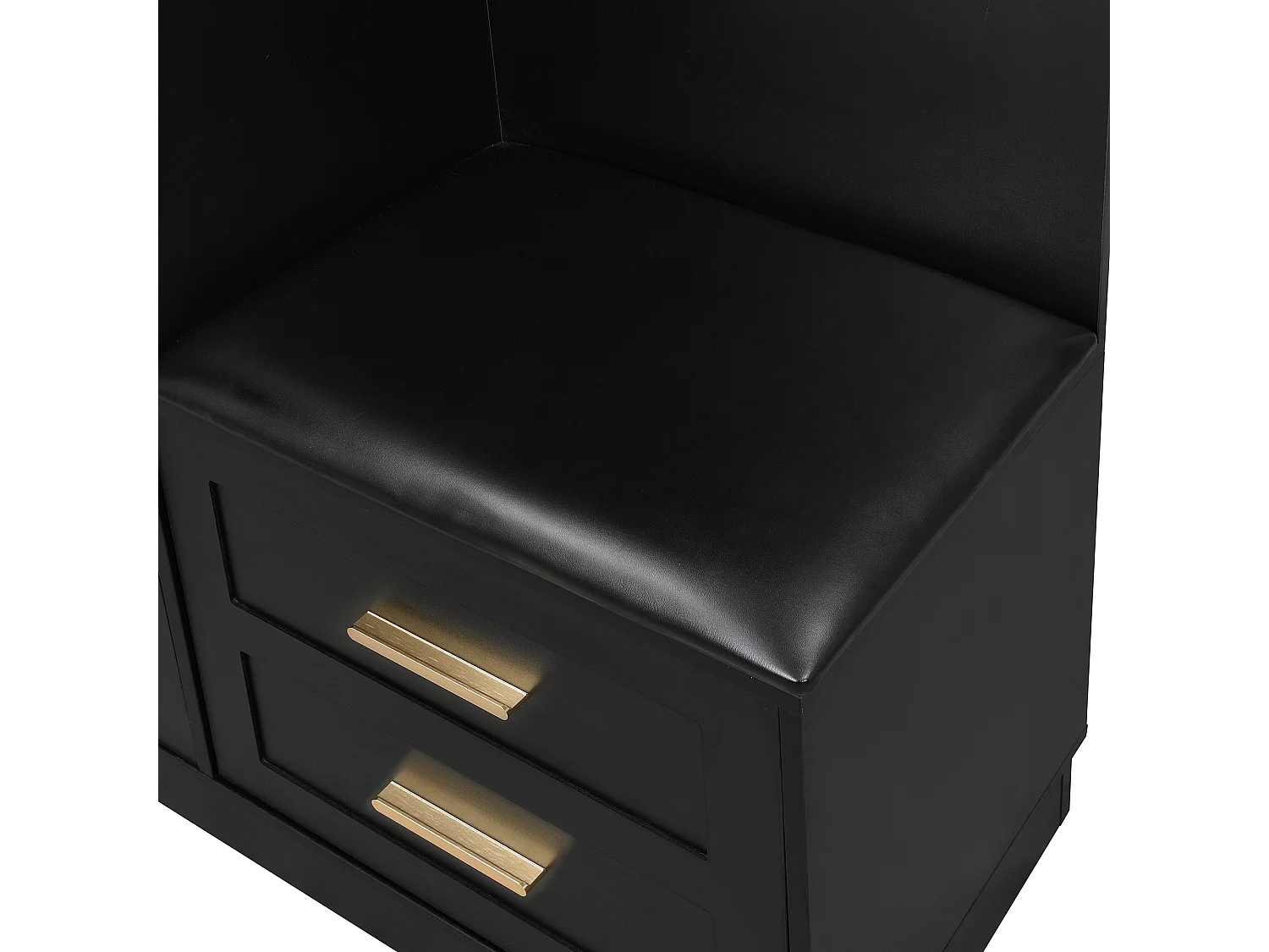 Perchero negro con espejo, 1 cajón y 3 puertas – para entradas y pasillos