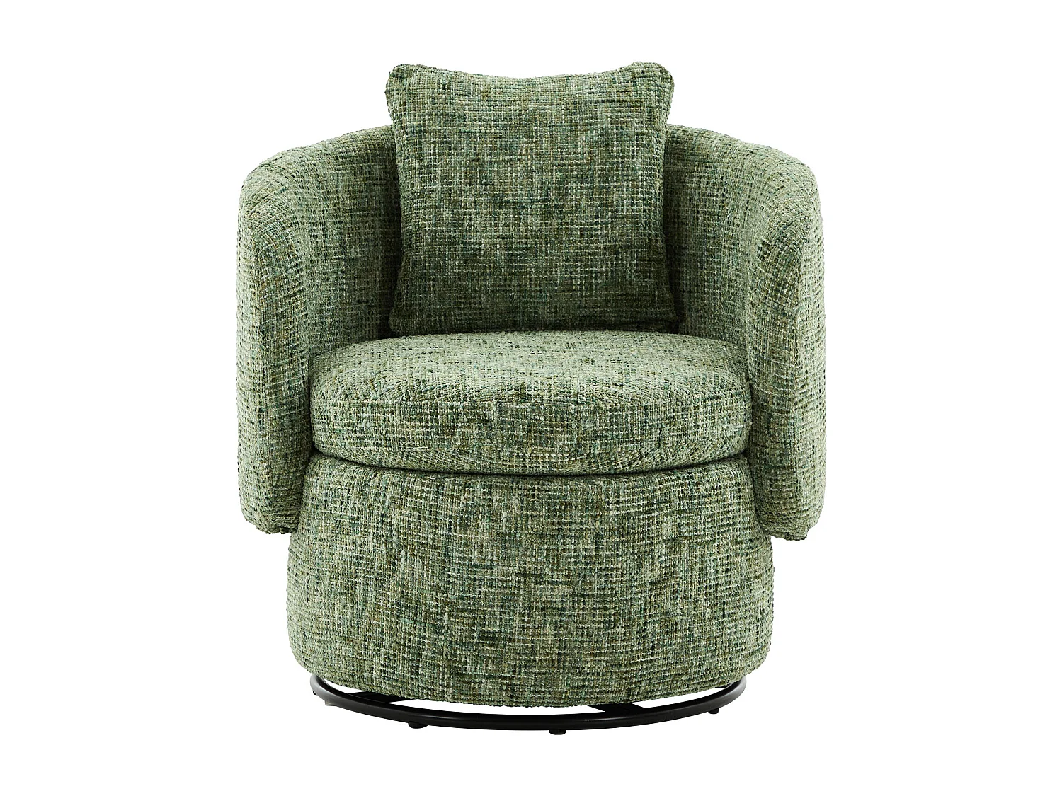 Sillón con respaldo acolchado y función giratoria - Chenilla verde - para sala de estar y oficina