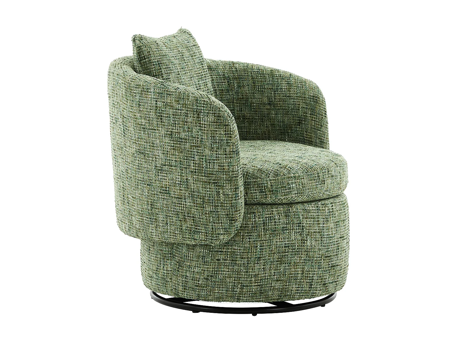 Sillón con respaldo acolchado y función giratoria - Chenilla verde - para sala de estar y oficina