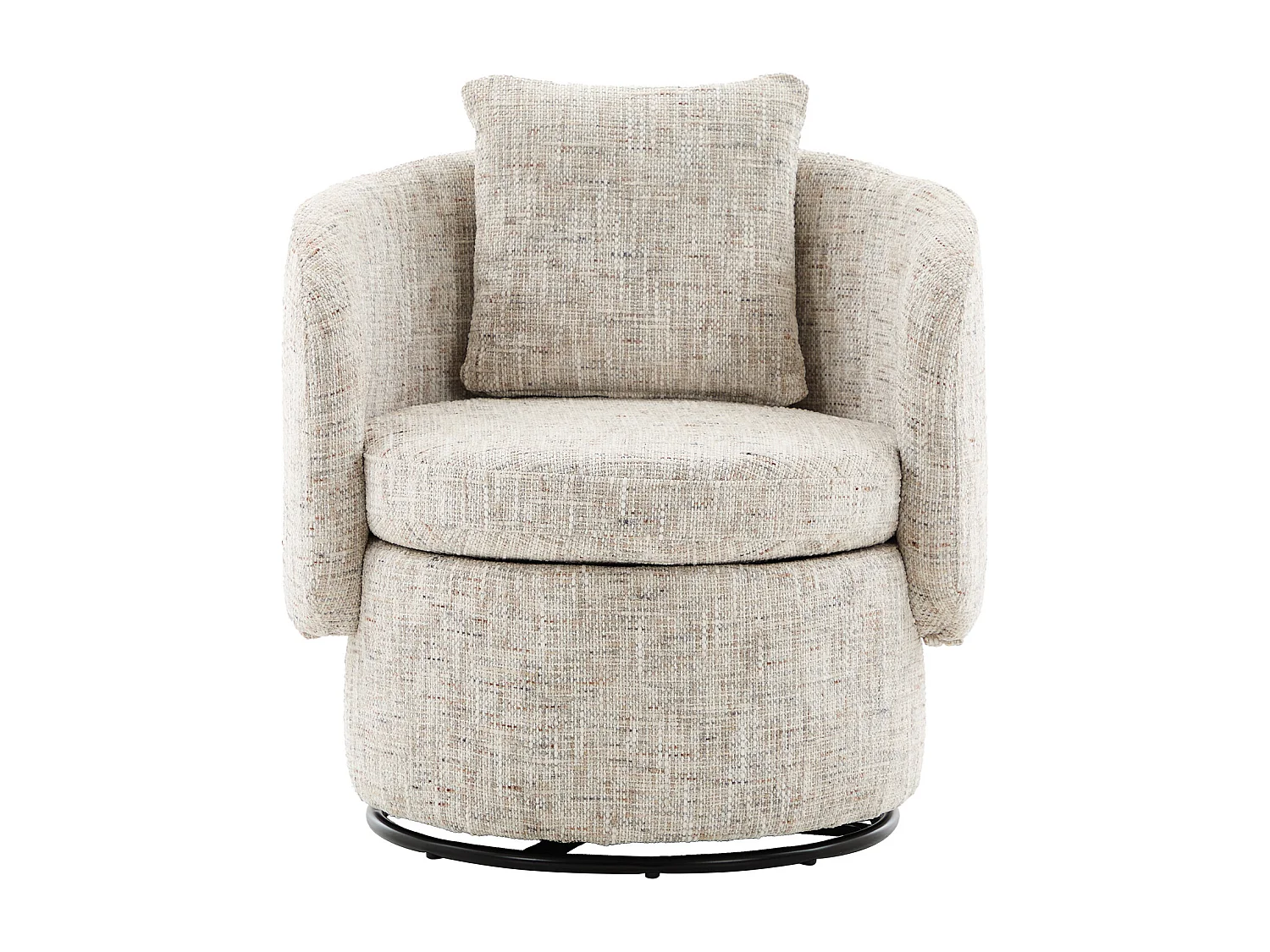 Sessel mit gepolsterter Rückenlehne und Drehfunktion – Elfenbeinfarbenes Chenille – für Wohnzimmer und Büro