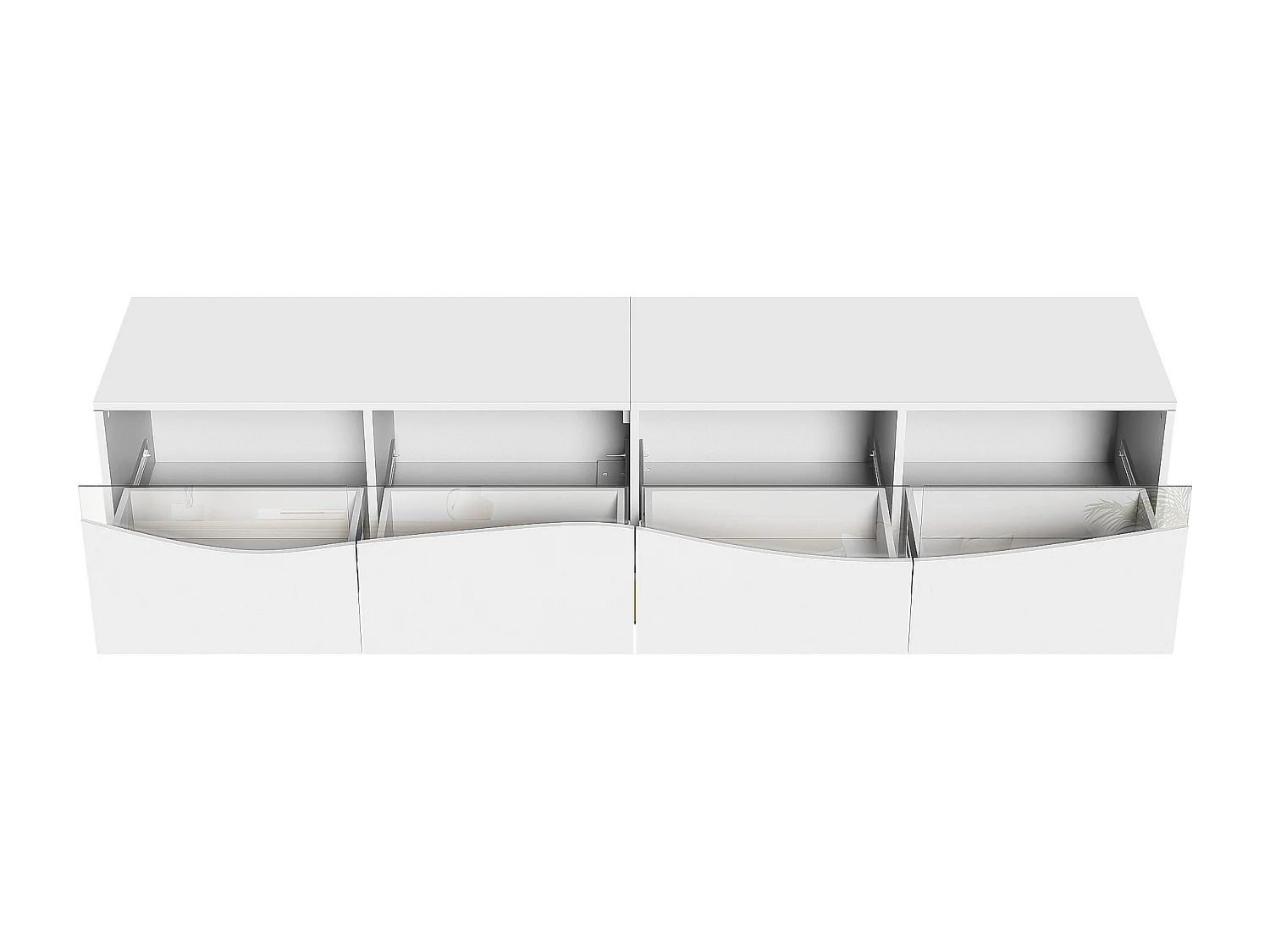 180 cm TV-Ständer, weißer TV-Ständer mit 4 Schubladen, LED-Beleuchtung und vergoldeten Metallbeinen