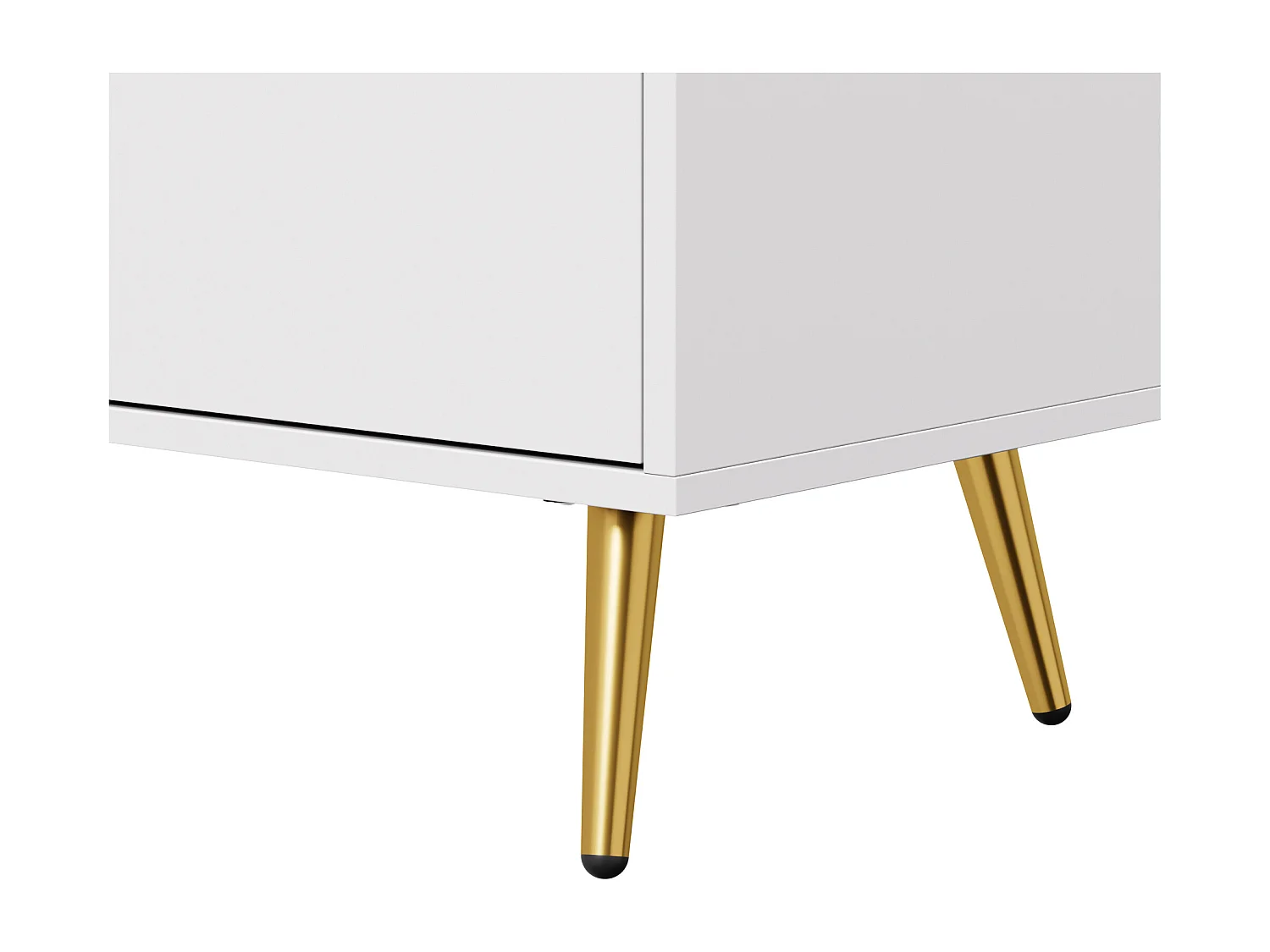 180 cm TV-Ständer, weißer TV-Ständer mit 4 Schubladen, LED-Beleuchtung und vergoldeten Metallbeinen