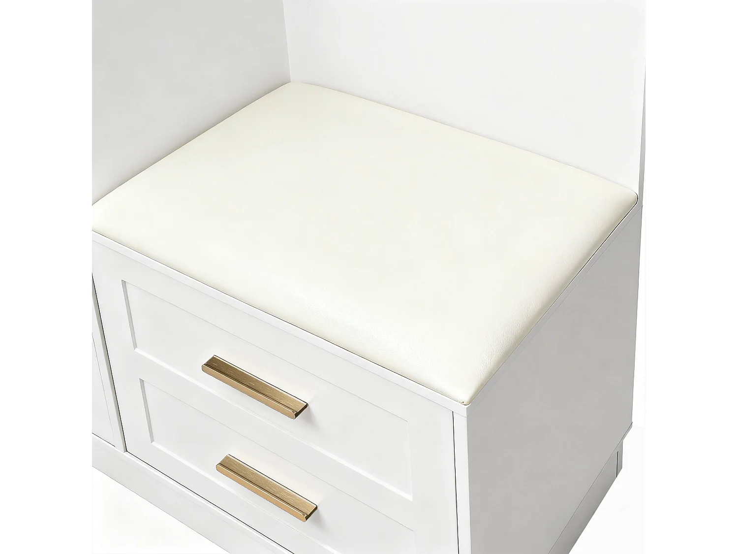 Weiße Garderobe mit Spiegel, einer Schublade und drei Türen – für Eingangsbereiche und Flure