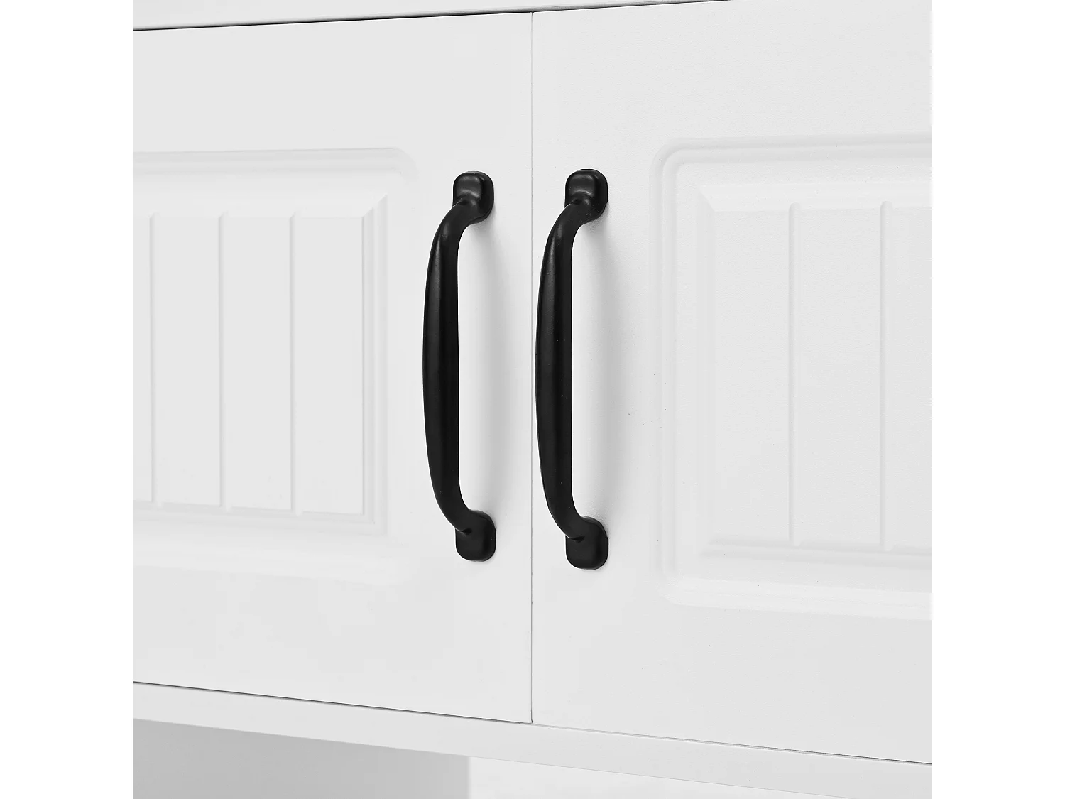 Witte kapstok met 8 haken en 2 deuren, zwarte handgrepen - voor entrees en gangen