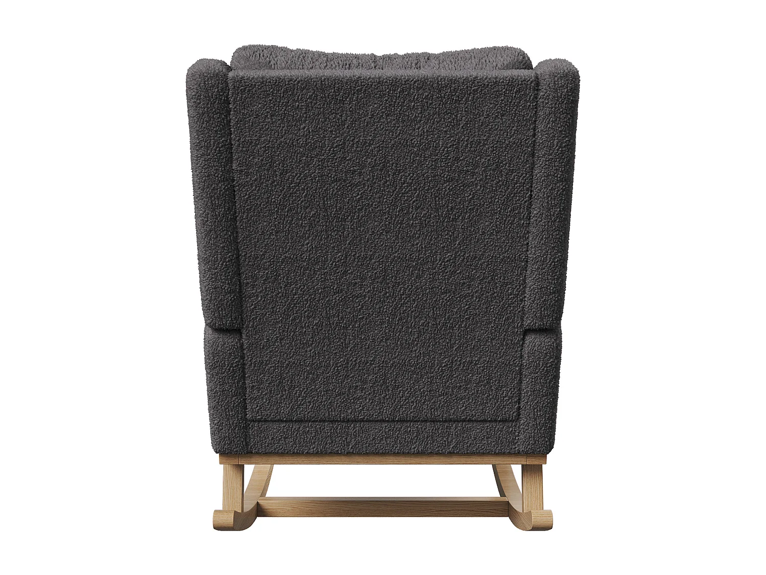 Fauteuil à bascule en Tissu velours Teddy - fauteuil de relaxation - avec coussin et 2 poches latérales - pieds en bois - style scandinave - gris