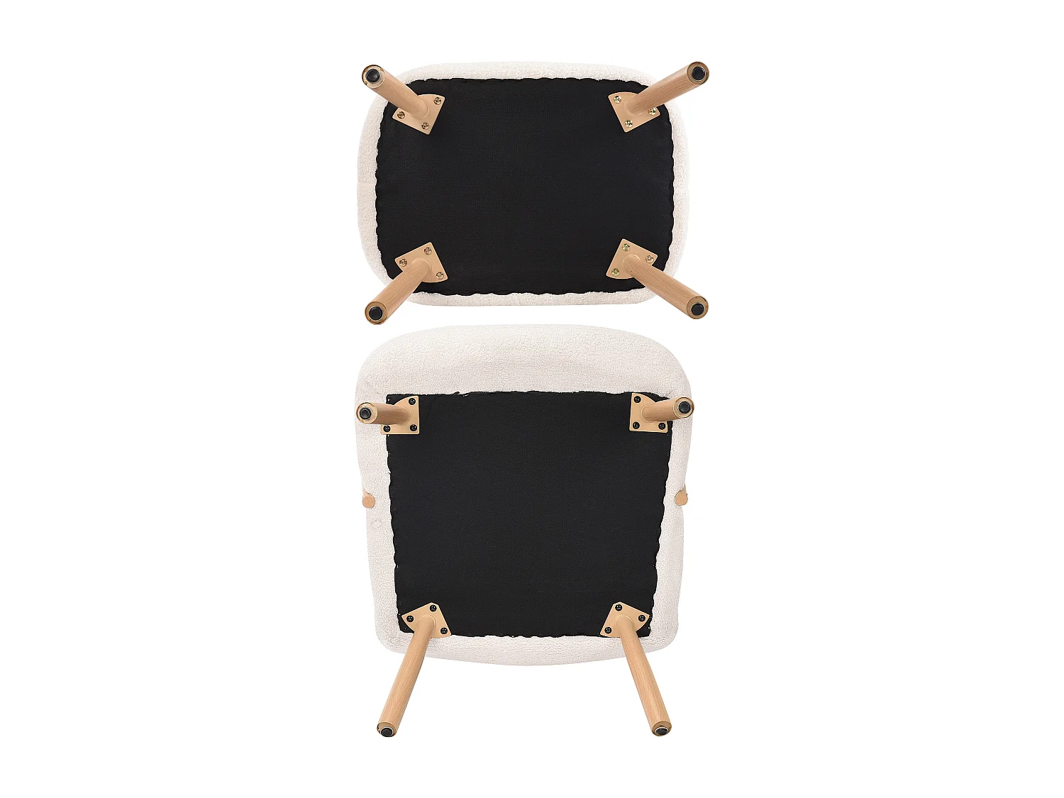 Fauteuil paresseux en tissu blanc crème Velours avec repose-pieds, style scandinave, fauteuil 82x67x64 cm - repose-pieds 41x60x44 cm