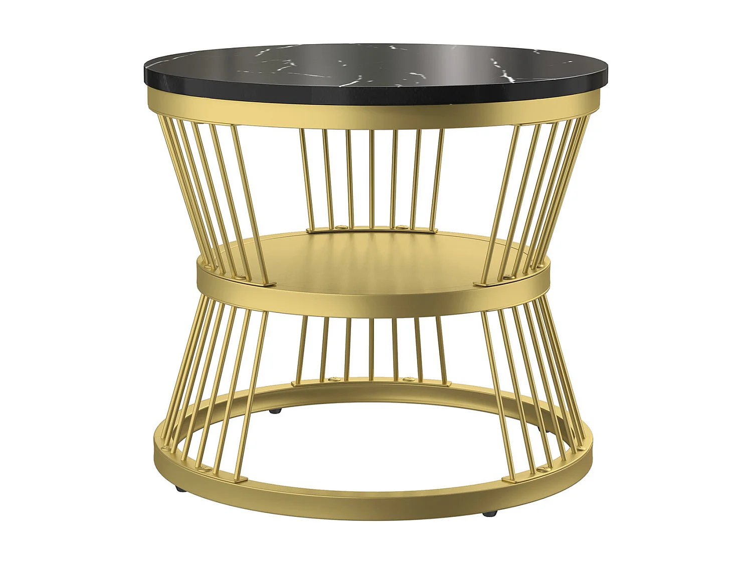 Tables basses gigognes - bois MDF et métal - tables d'appoint rondes  - Marbre blanc et métal doré - style industriel