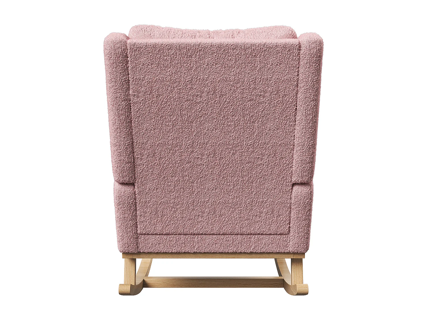 Fauteuil à bascule en Tissu velours Teddy - fauteuil de relaxation - avec 2 poches latérales et pieds en bois - style scandinave - rose