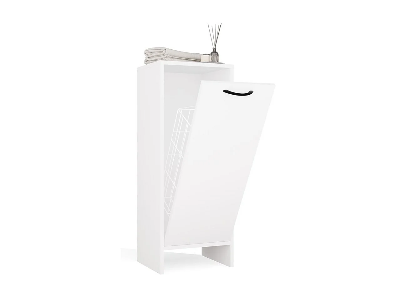 Badkamerkast met wasmand wit - 35x30x90cm