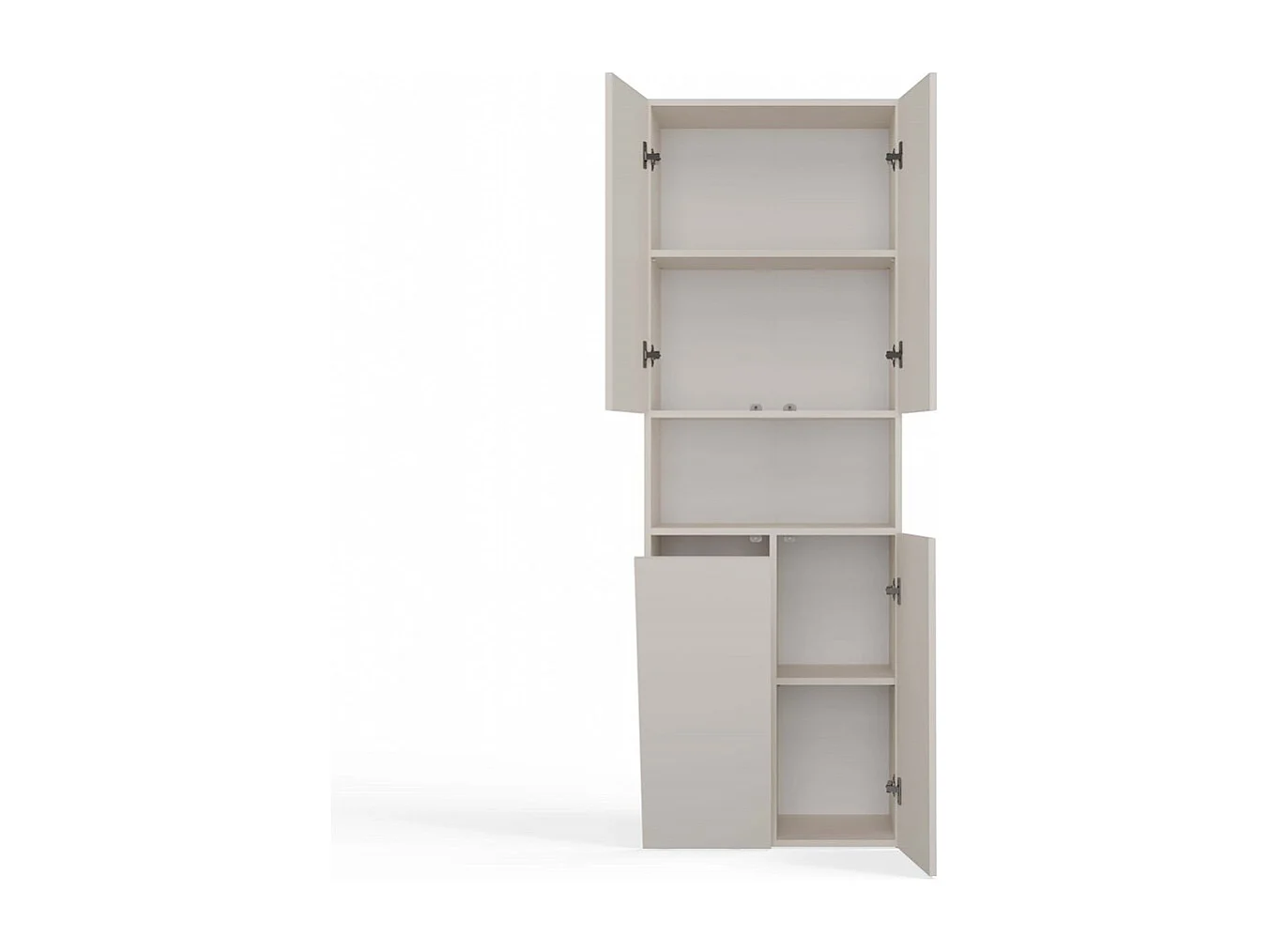Badkamerkast Opbergkast Met 1 Wasmand Creme - 60x30x174cm