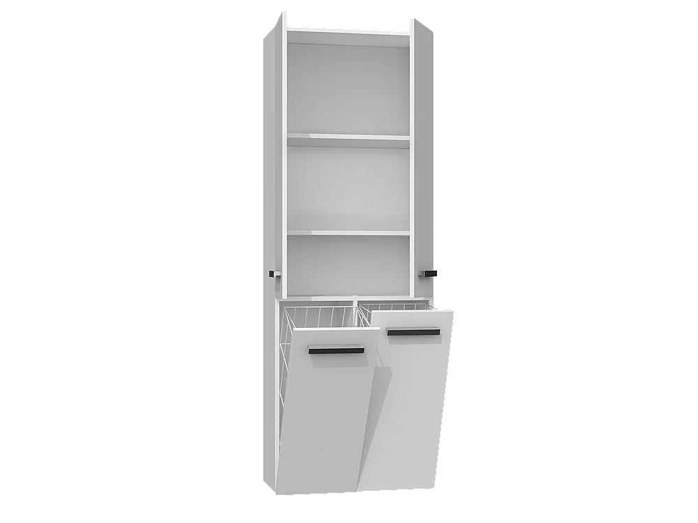 Badkamerkast Met 2 Wasmanden Wit - 60x30x174cm