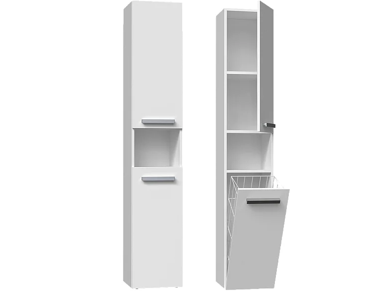 Badkamermeubel-Badkamerkast-Opbergkast Met Wasmand-kolomkast met wasmand nel 3 - 31x30x174cm