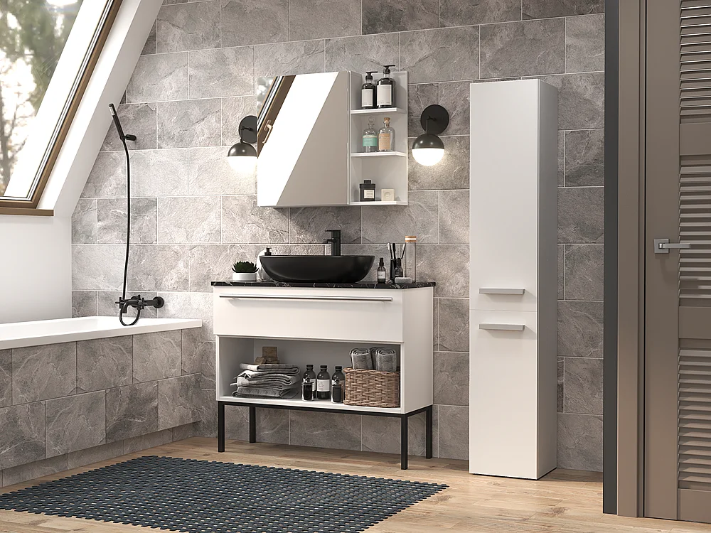 Badkamermeubel  -kolomkast  met 4 legplanken Wit - 31x30x174cm