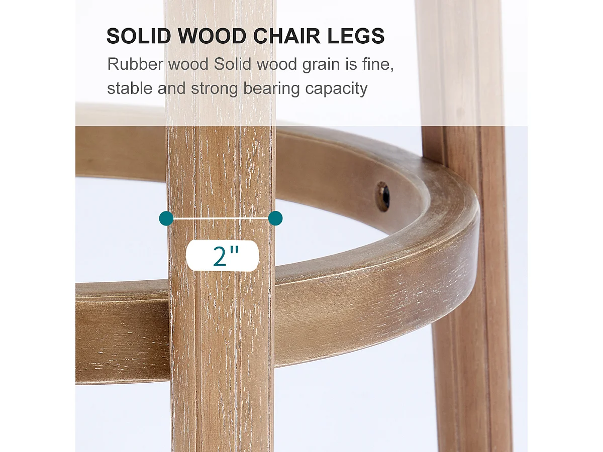 Tabouret de bar pivotant - Assise cuir blanc - Bois- Couleur naturel