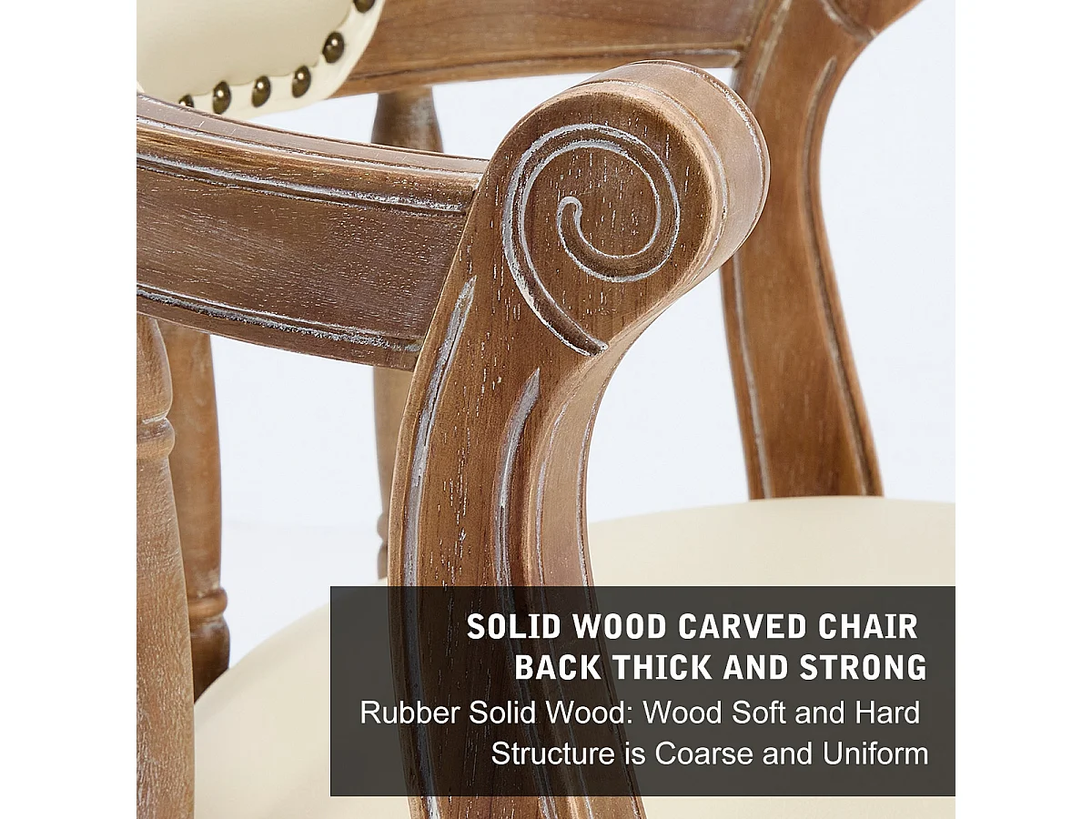 Tabouret de bar pivotant - Assise cuir blanc - Bois- Couleur naturel