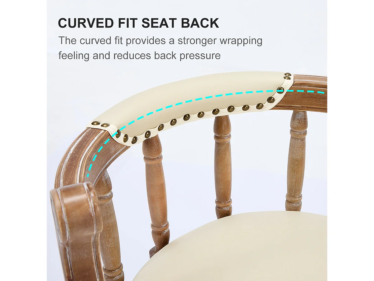 Tabouret de bar pivotant - Assise cuir blanc - Bois- Couleur naturel