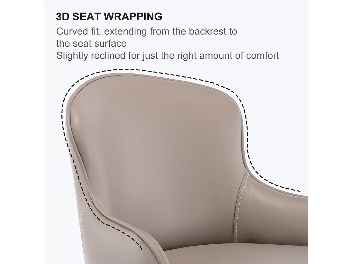 Tabouret de bar pivotant cuir - Réglable en hauteur -pieds en métal argenté - Gris