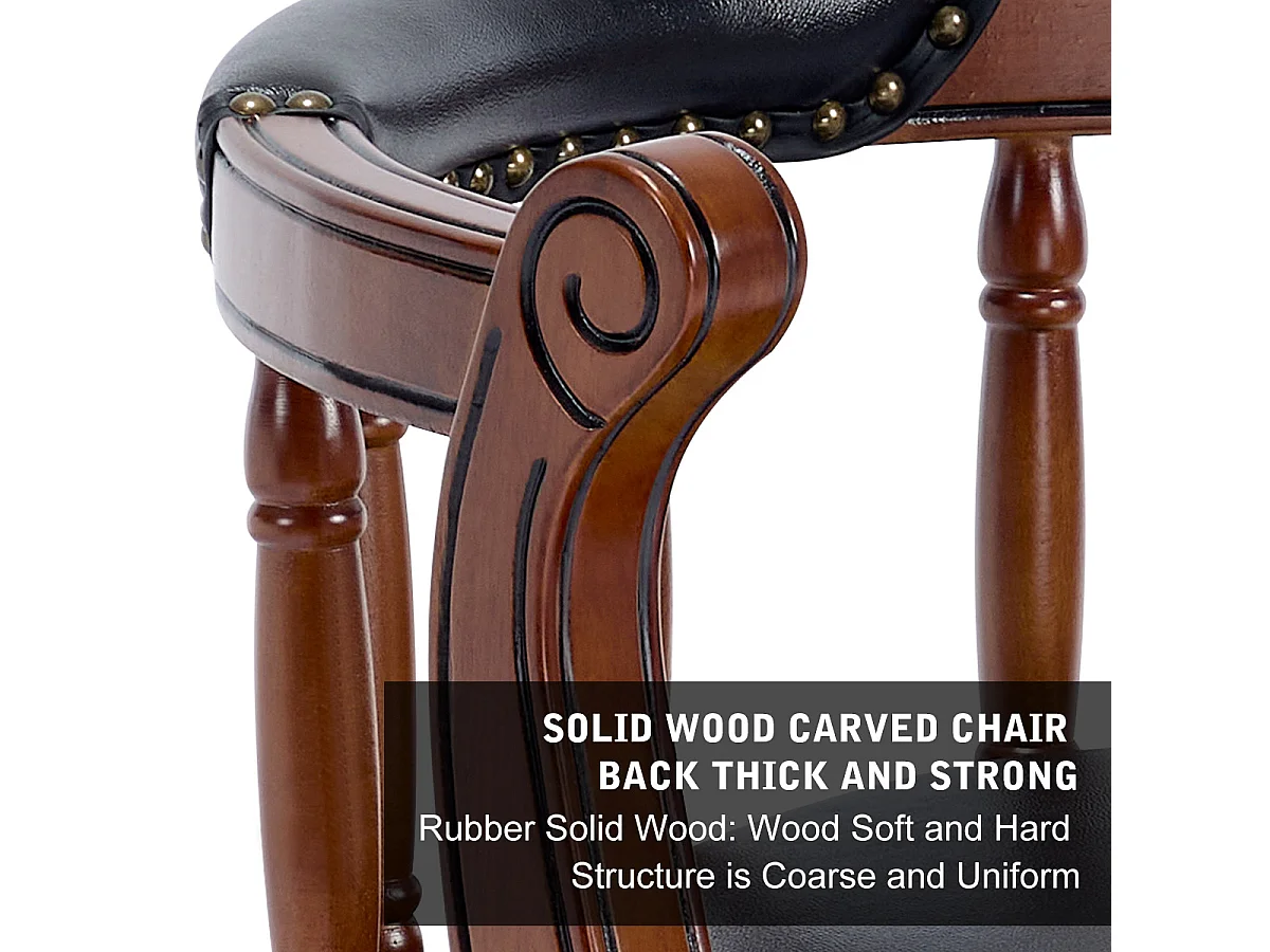 Tabouret de bar pivotant - Assise cuir noire- Couleur noyer 54.8x54.8x66cm