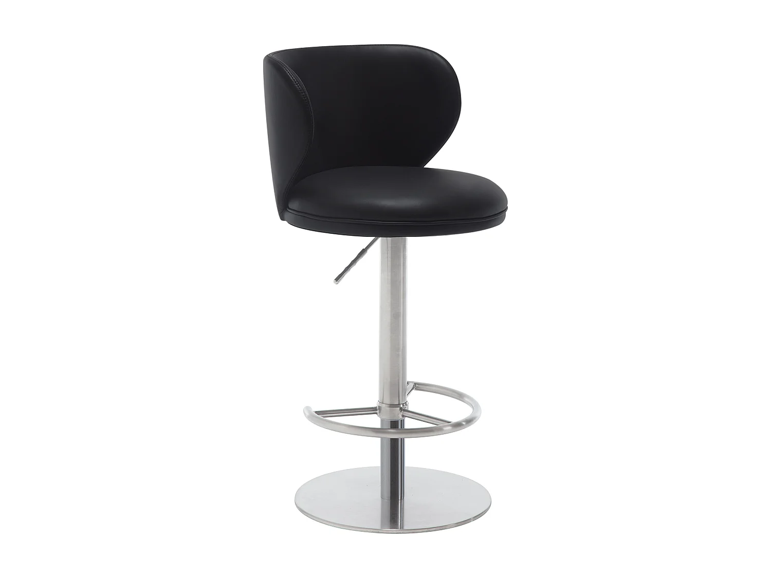 Tabouret de bar pivotant cuir - Réglable en hauteur - Pieds en métal argenté