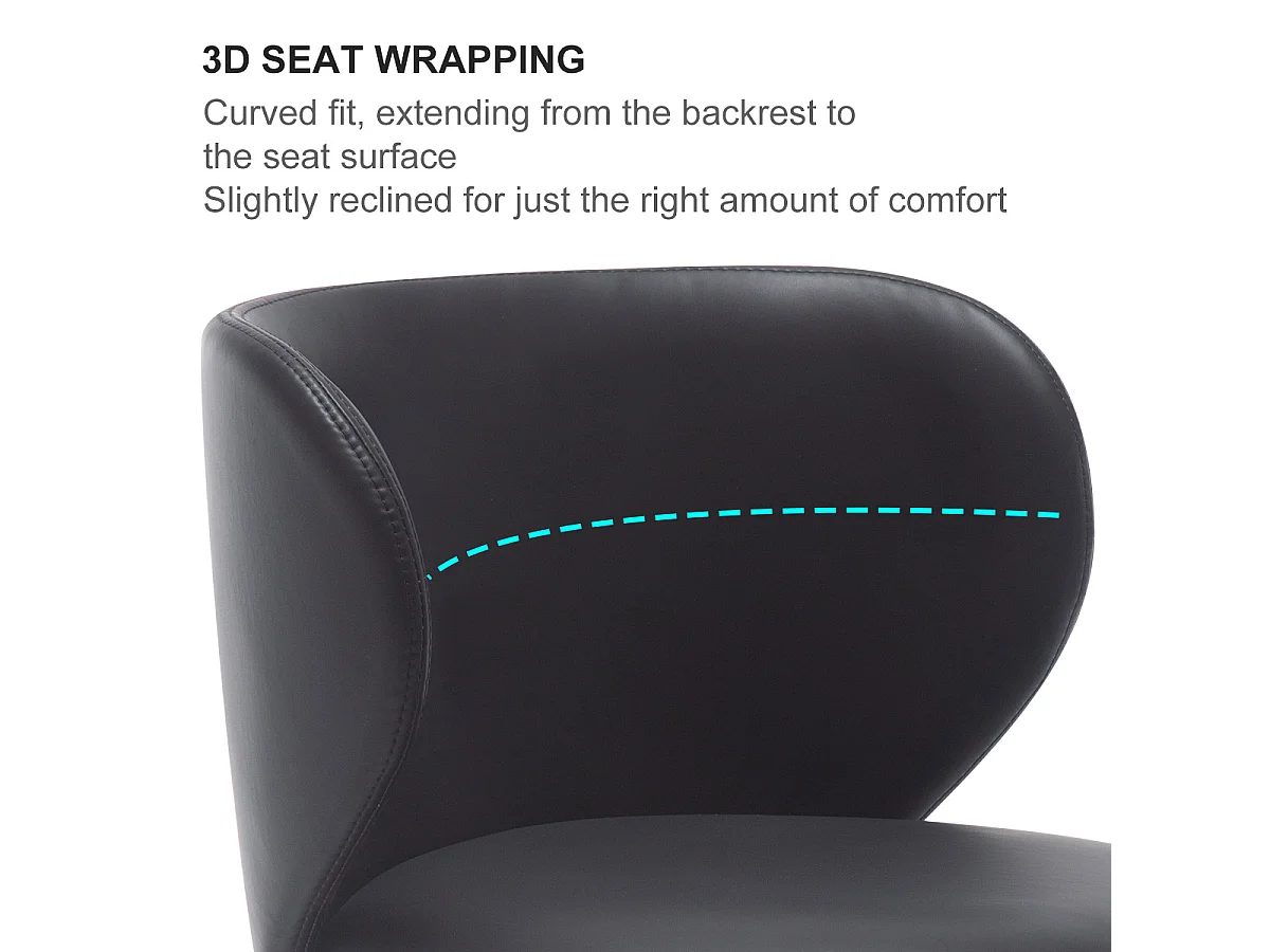 Tabouret de bar pivotant cuir - Réglable en hauteur - Pieds en métal argenté