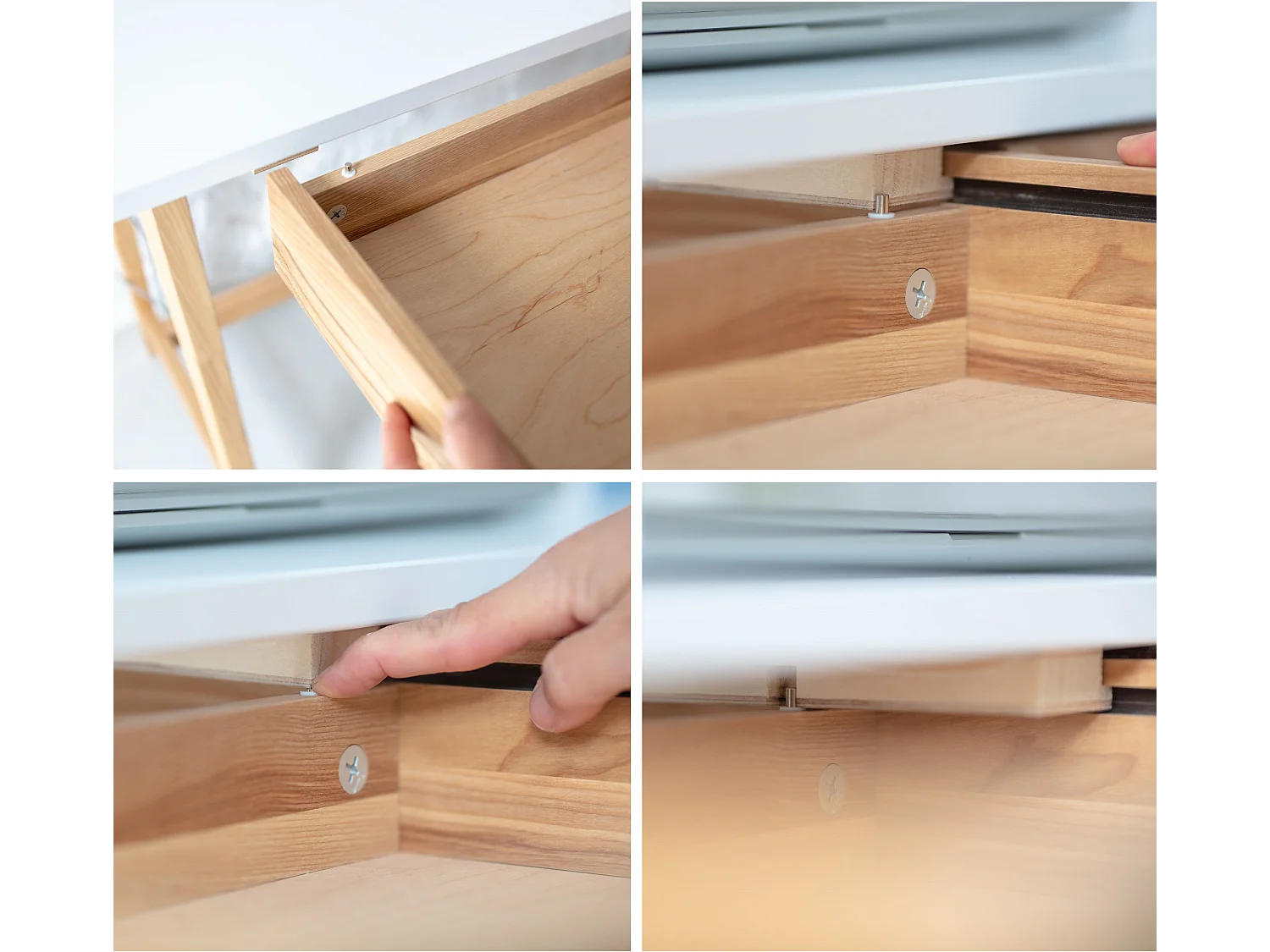 Bureau d'angle avec tiroir 115 x 85 cm Luka Vert Sauge | Pieds en frêne | Côté droit