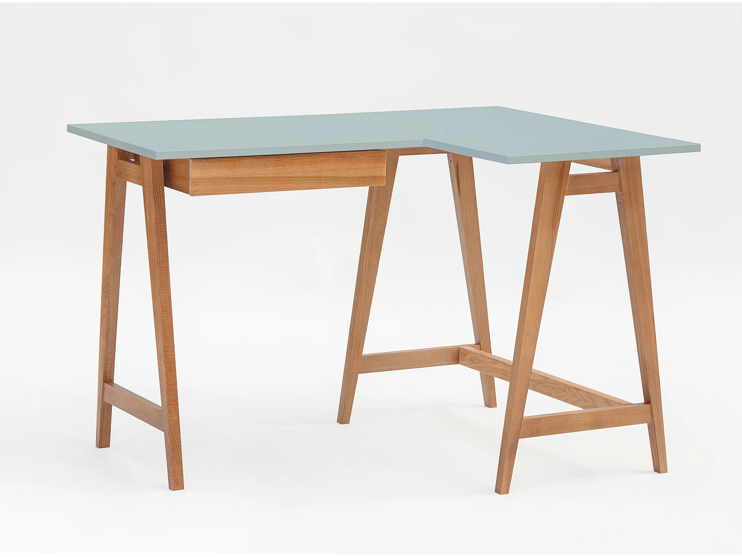 Bureau d'angle avec tiroir 115 x 85 cm Luka Gris Oerle | Pieds Chêne | Côté droit