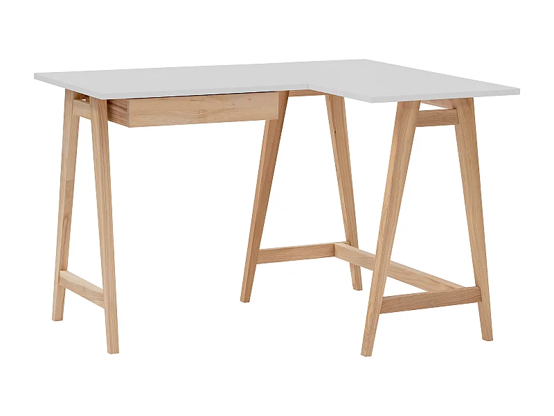 Hoekbureau met lade 115x85cm Luka Parelgrijs | Essenhouten poten | Rechts