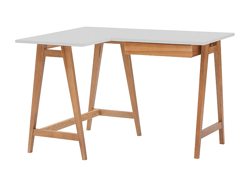 Bureau d'angle avec tiroir 115 x 85 cm Luka Gris Oerle | Pieds Chêne | Côté gauche