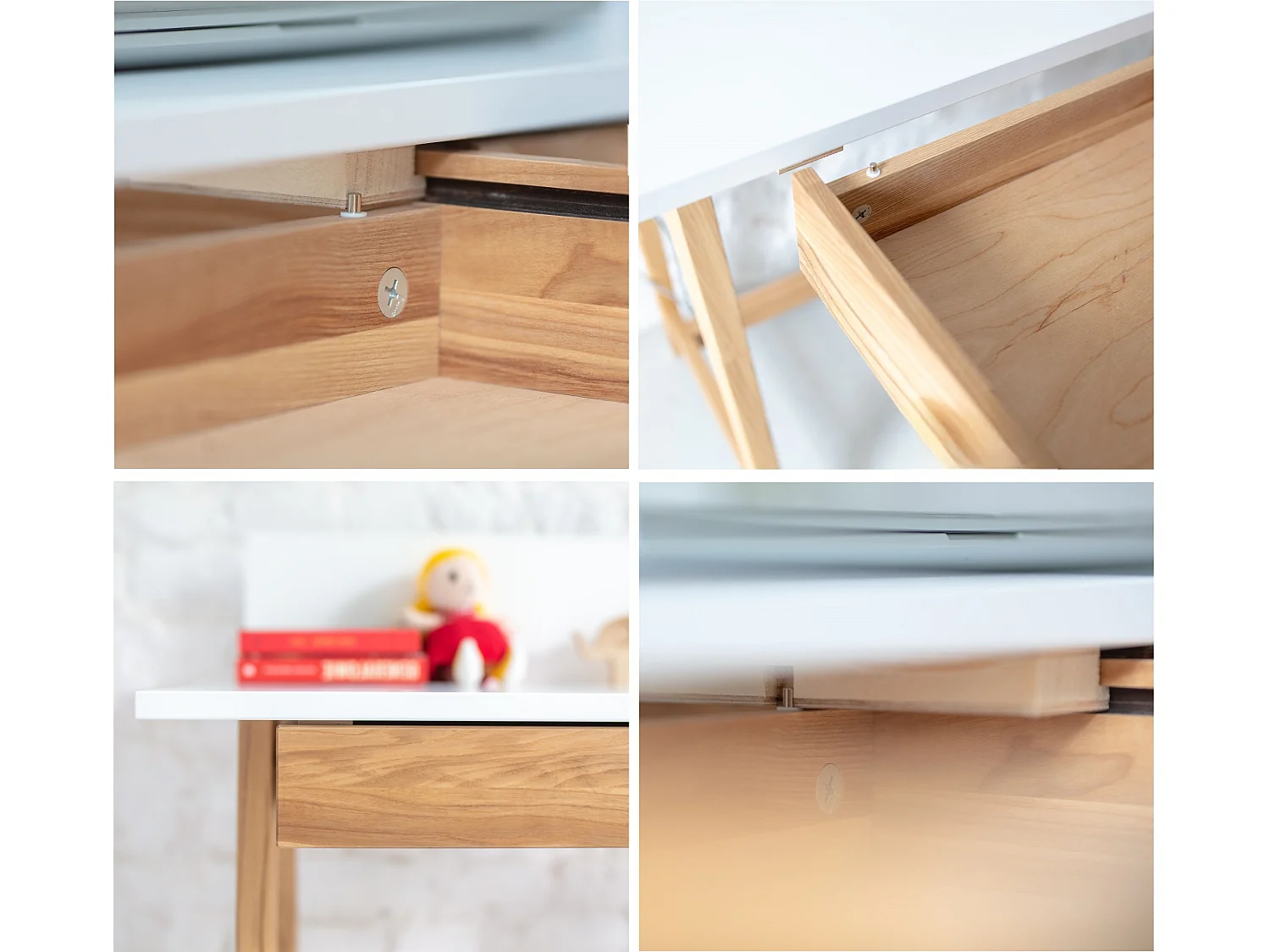 Bureau d'angle avec 2 tiroirs 135 x 85 cm Luka Jaune Genët | Pieds en frêne | Côté droit