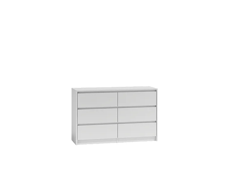 Commode Moderne Blanche à 6 Tiroirs de 120cm de Large
