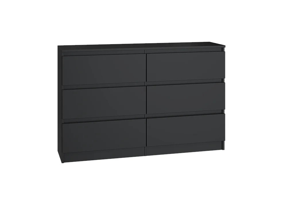 Commode noire à 6 tiroirs - Largeur de 120 cm