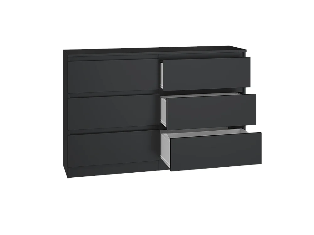 Commode noire à 6 tiroirs - Largeur de 120 cm