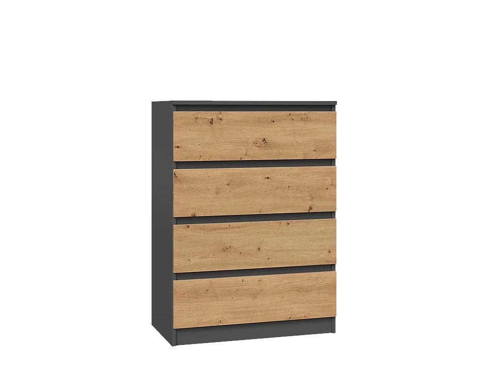 Commode en Chêne Anthracite à 4 Tiroirs, 70x40x97 cm