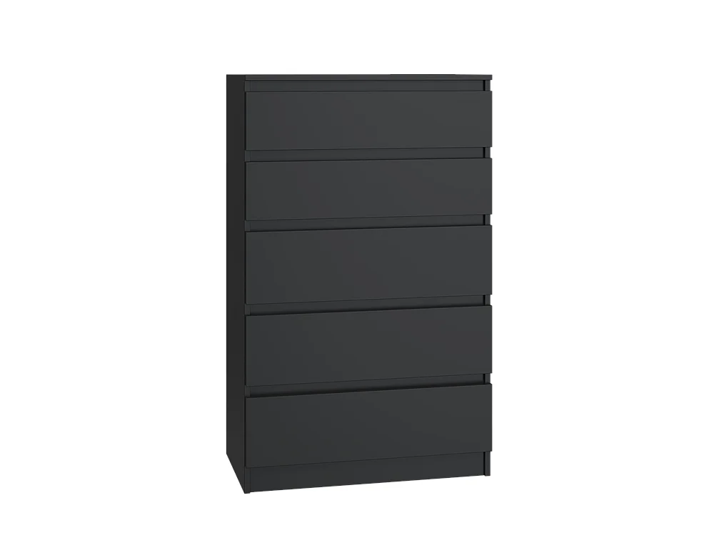 Ladekast zwart 5 lades - 70x40x109,5cm