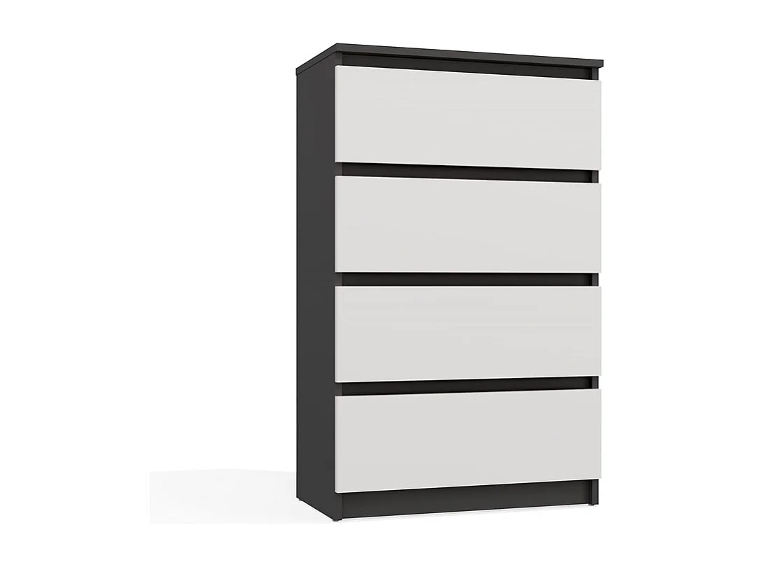 Commode Solide à 4 Tiroirs Anthracite Blanc 70cm de Large