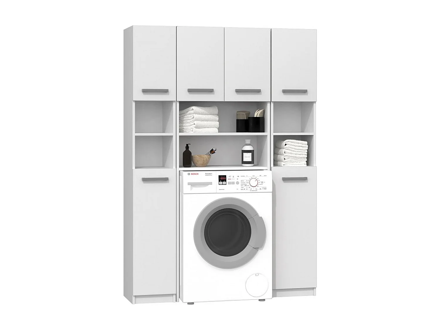Armoire de Machine à Laver Blanche avec 2 Armoires Colonne Porte Courte