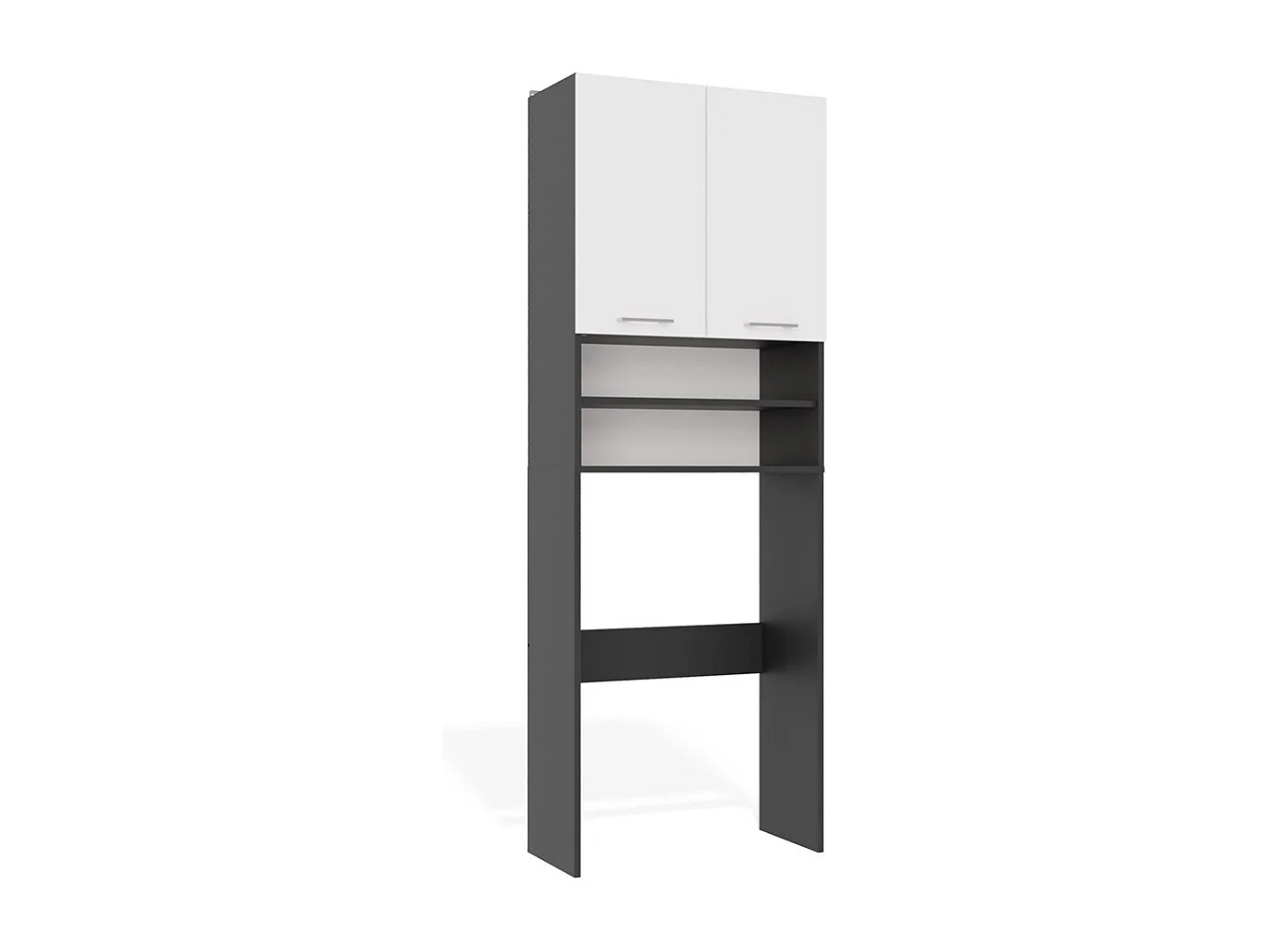 Armoire de machine à laver moderne blanche et anthracite avec étagères réglables - 64x30x180cm