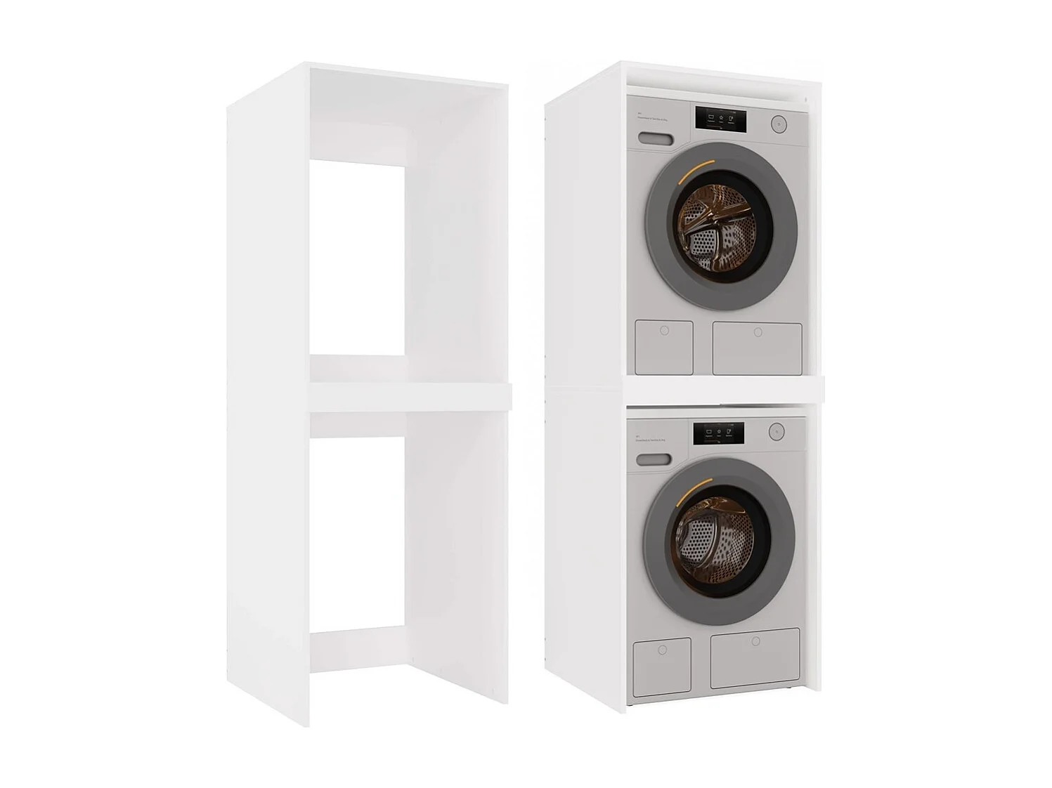 Armoire de Machine à Laver/Sèche-linge Suspendue - Blanc, 64x64x180cm