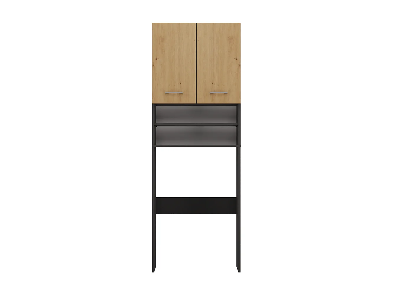 Armoire Lave-Linge/Sèche-Linge Gris Anthracite - Petit Meuble Gain de Place pour Salle de Bain avec Porte Courte - 64x30x178cm