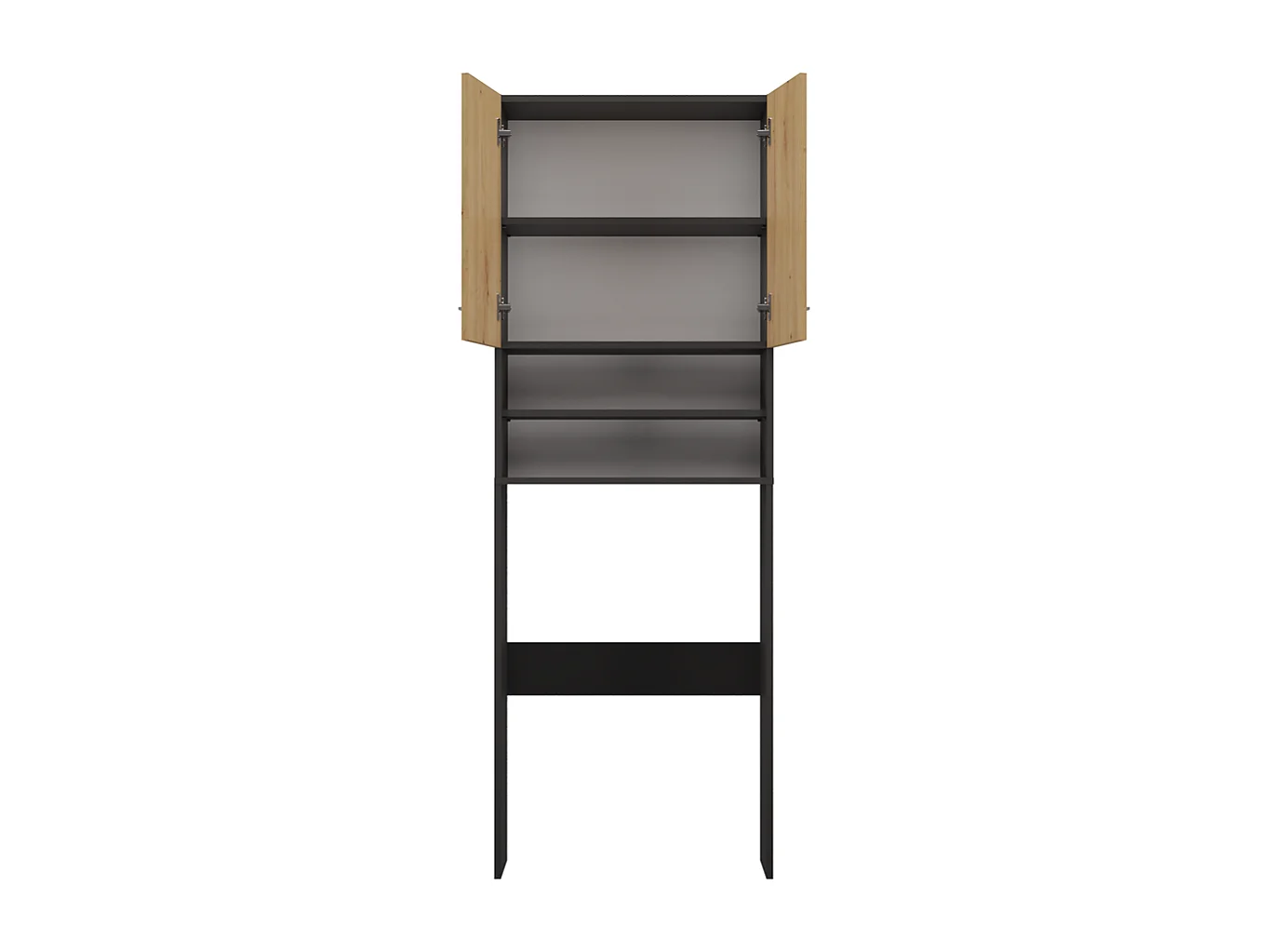 Armoire Lave-Linge/Sèche-Linge Gris Anthracite - Petit Meuble Gain de Place pour Salle de Bain avec Porte Courte - 64x30x178cm
