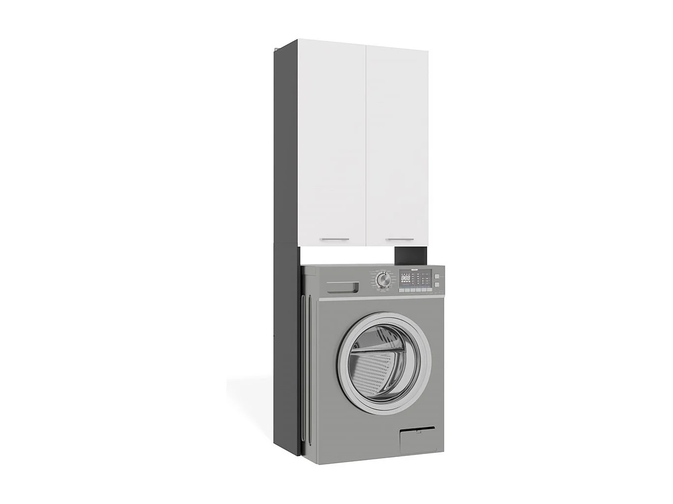 Armoire de Machine à Laver Anthracite Blanc DD - 64x30x180cm avec Étagères Ajustables et Options de Porte
