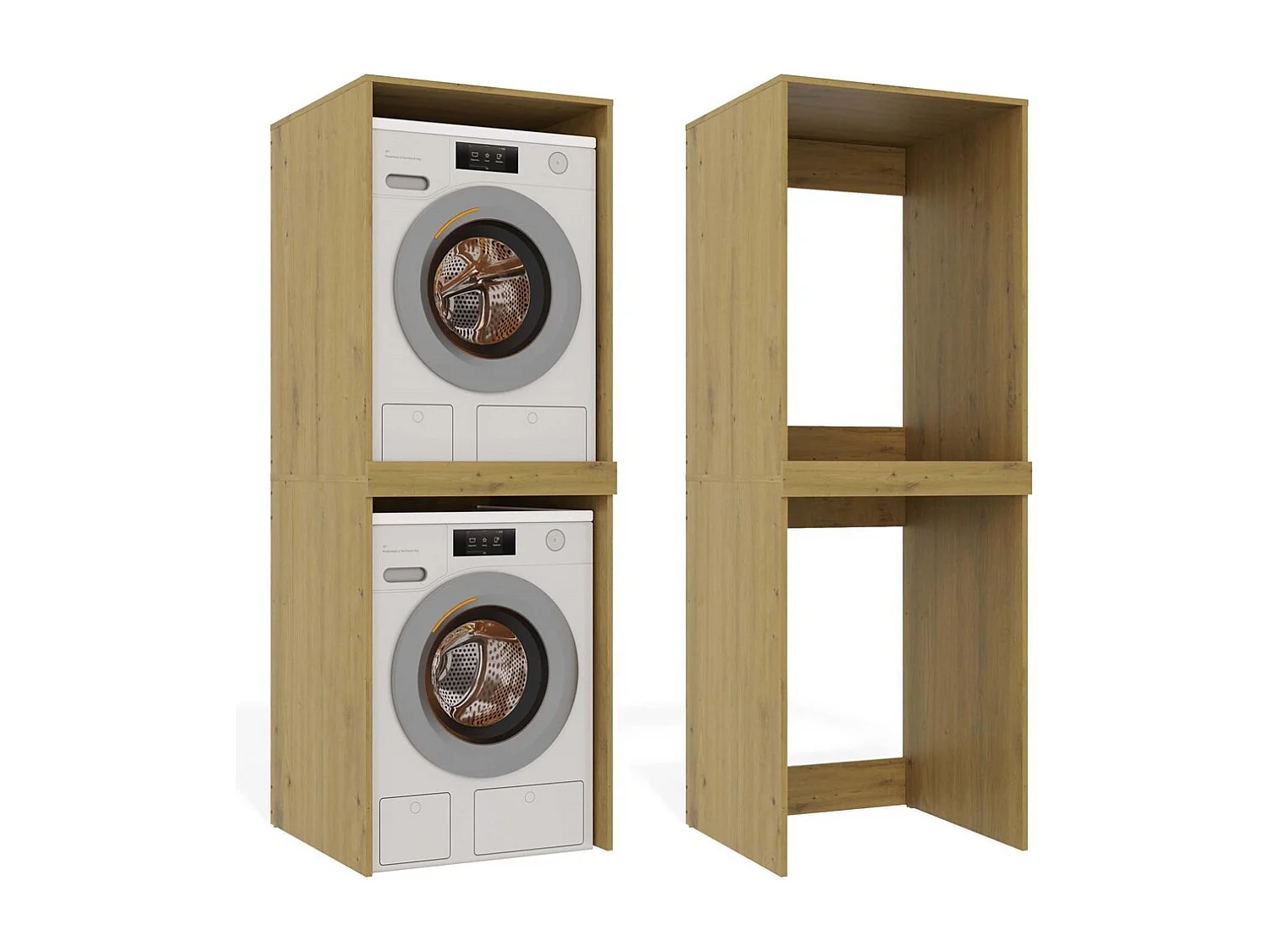 Armoire empilable pour lave-linge et sèche-linge en chêne clair - 64x64x180cm