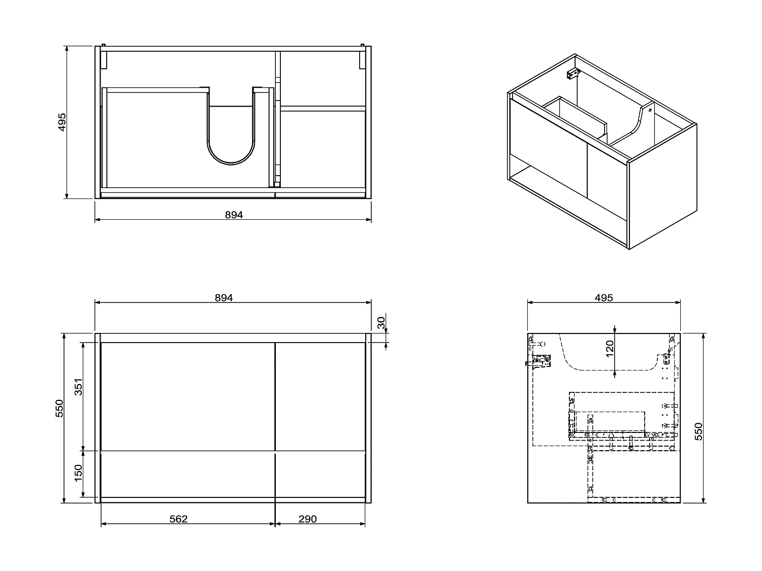 Mobile per bagno sospeso lavabo singolo 90 cm Naturale chiaro con rubinetto - PUJUKA