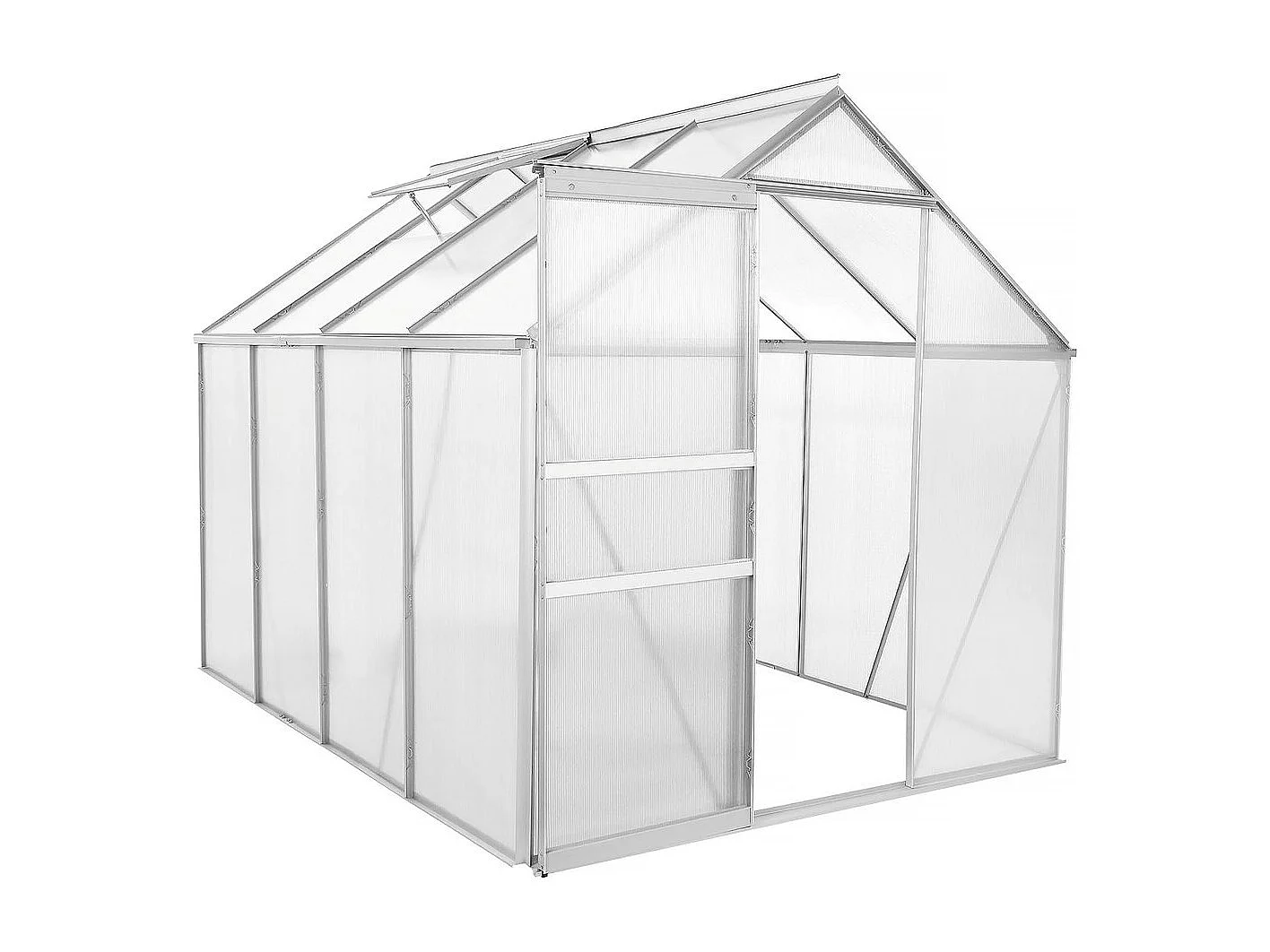 Serre jardin polycarbonate 250 x 190 x 195 cm "Basilic" - 4,75 m² - Gris