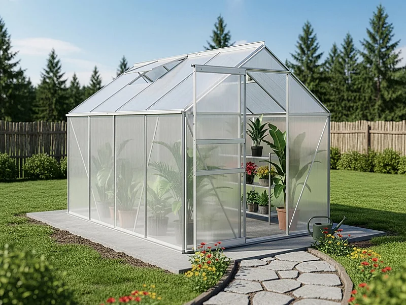 Serre jardin polycarbonate 250 x 190 x 195 cm "Basilic" - 4,75 m² - Gris