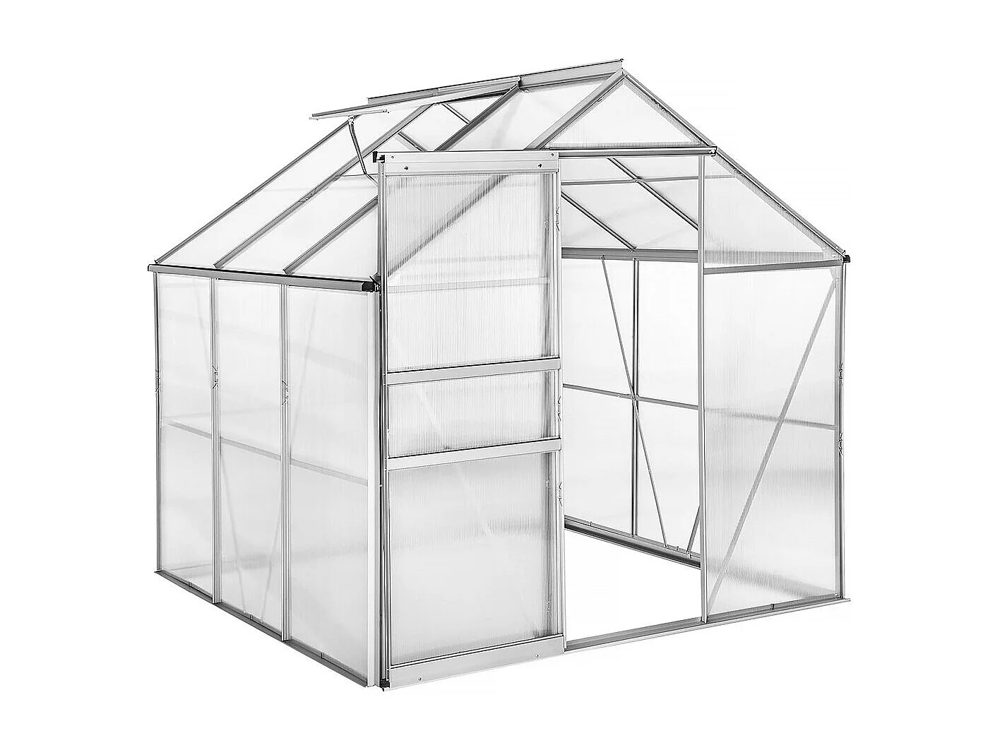 Serre jardin polycarbonate 190 x 190 x 195 cm "Basilic" - 3,61 m² - Gris