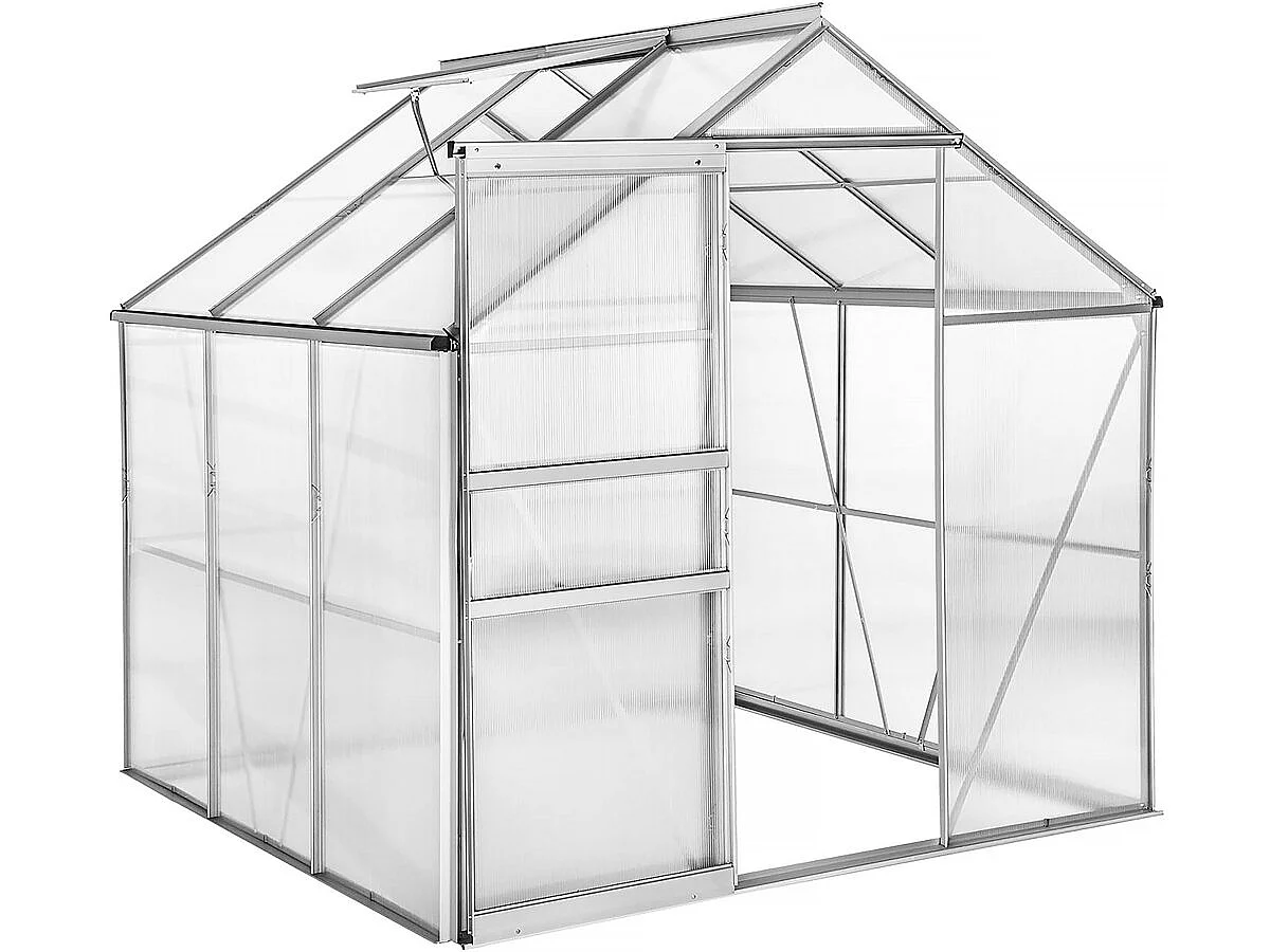 Serre jardin polycarbonate 190 x 190 x 195 cm "Basilic" - 3,61 m² - Gris