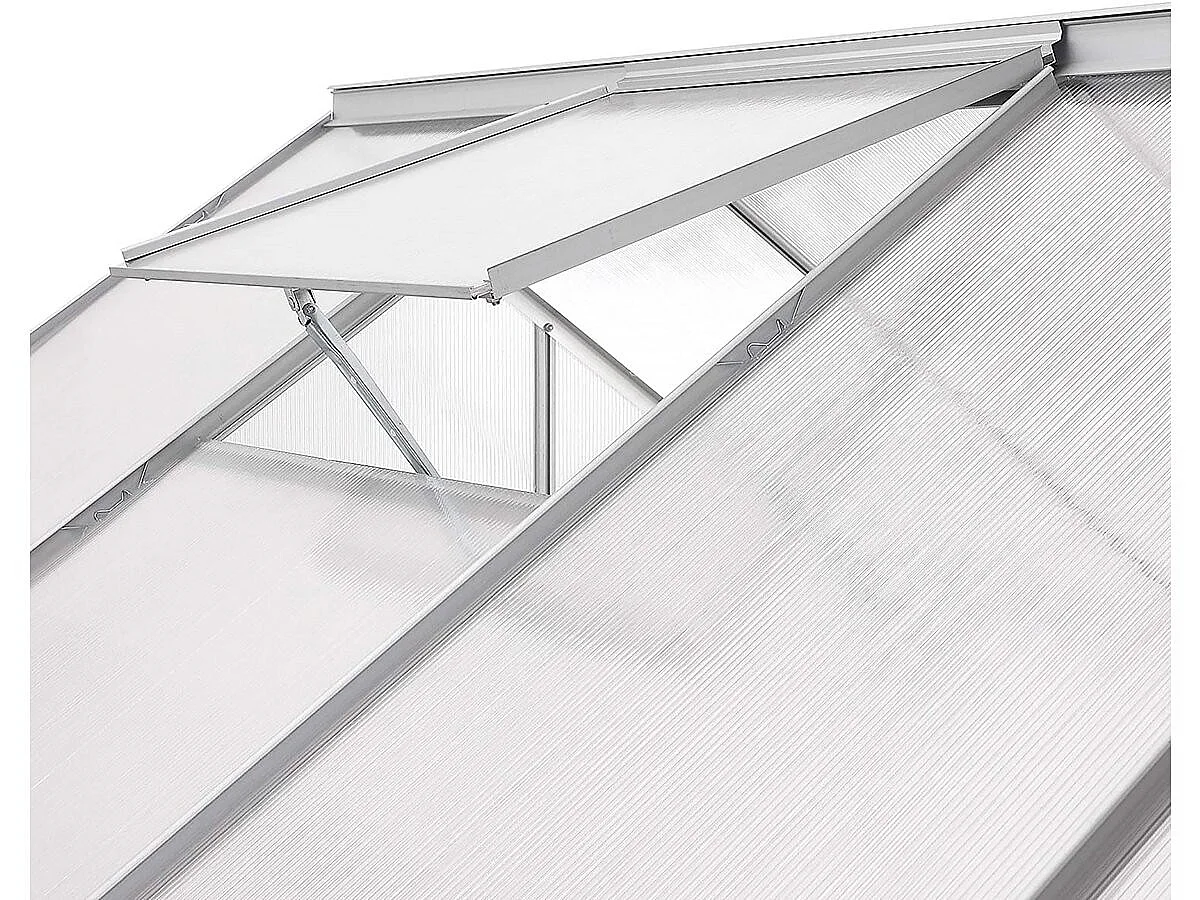 Serre jardin polycarbonate 370 x 190 x 195 cm "Basilic" - 7,03 m² - Gris