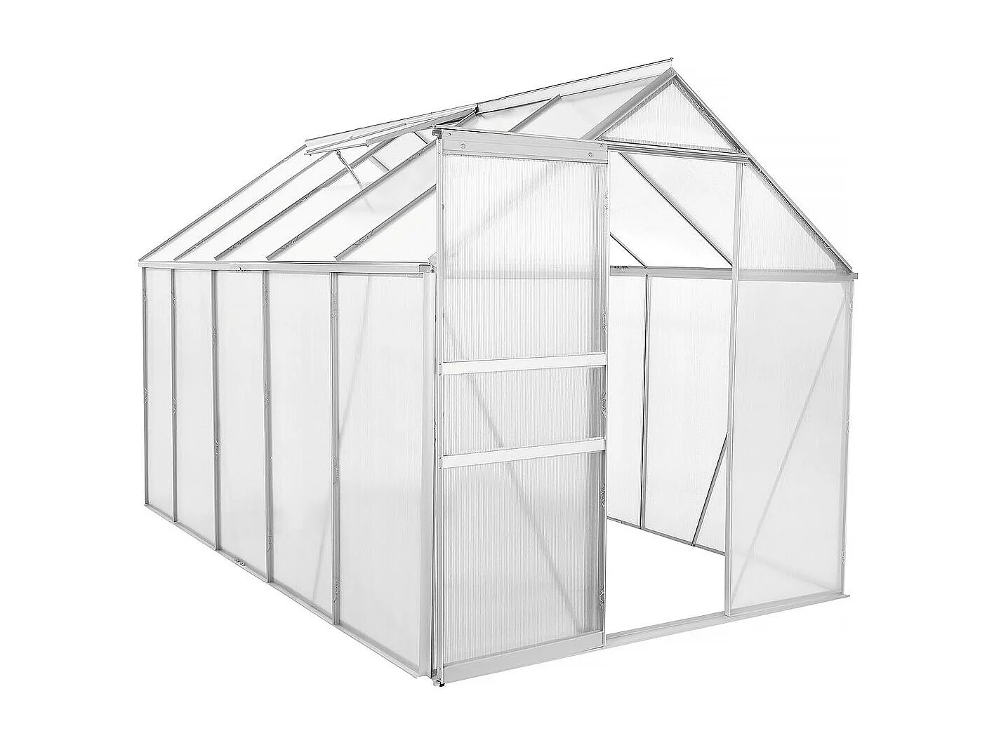 Serre jardin polycarbonate 310 x 190 x 195 cm "Basilic" - 5,89 m² - Gris