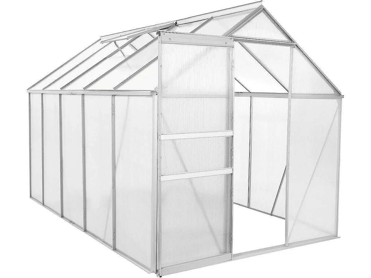 Serre jardin polycarbonate 310 x 190 x 195 cm "Basilic" - 5,89 m² - Gris